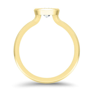 1.0CT Pear Cut Bezel Set Moissanite Diamond Engagement Ring