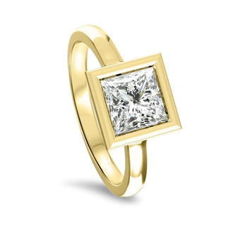 1 CT Princess Cut Moissanite Diamond Bezel Set Engagement Ring