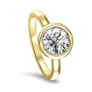 1 CT Round Cut Bezel Solitaire Moissanite Engagement Ring