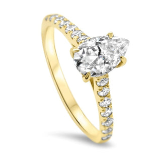 3 CT Pear Cut Pave Set Moissanite Diamond Engagement Ring For Women