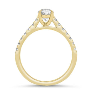 1.0CT Pear Cut Moissanite Pave Diamond Engagement Ring