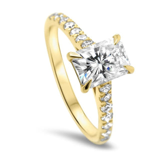 2 CT Radiant Cut Cathedral Set Moissanite Diamond Engagement Ring 