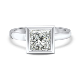 1 CT Princess Cut Moissanite Diamond Bezel Set Engagement Ring
