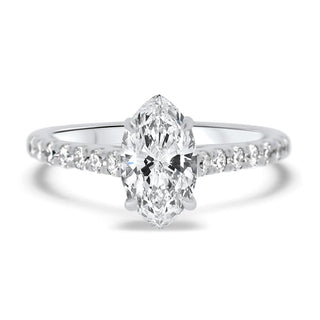 1.0CT Marquise Cut Pave Diamond Moissanite Engagement Ring