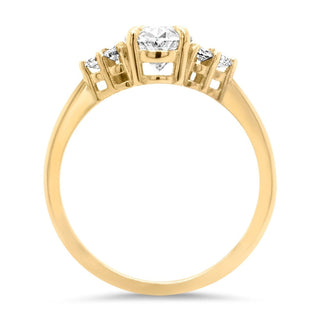 Classic 1.0ct round cluster moissanite ring side profile view