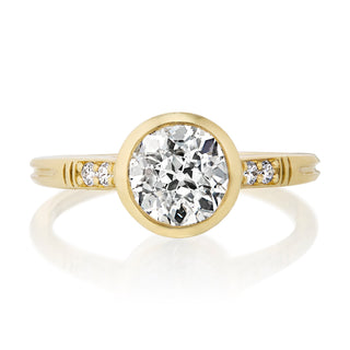 round cut moissanite engagement ring bezel front view