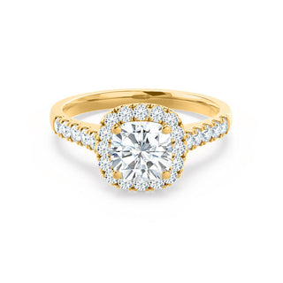 Sparkling 1.10ct cushion halo moissanite ring side profile view