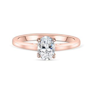 Gorgeous 1.33ct oval solitaire moissanite ring tilted view catching the light