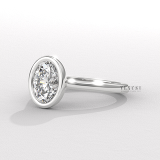 Oval cut engagement ring with secure moissanite center