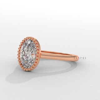 Oversized oval moissanite ring angled view