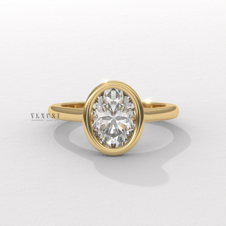 Oval cut moissanite ring with bezel setting