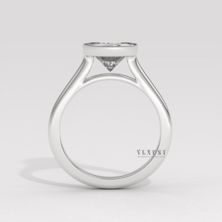 Oval bezel moissanite ring top view