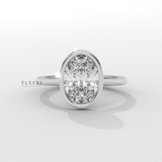 Oval cut moissanite ring side profile