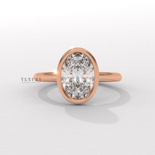 Oval cut moissanite engagement ring with bezel setting
