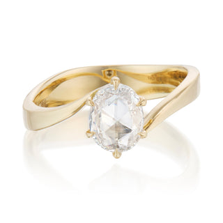 oval moissanite rings bypass band front view