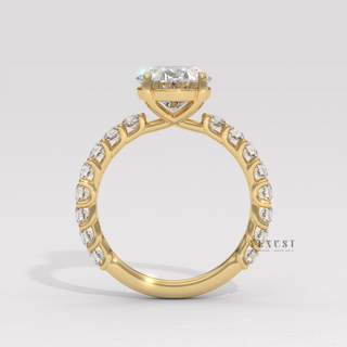 Rose gold oval cut moissanite ring detail view  Oval Three Quarter detail view 10