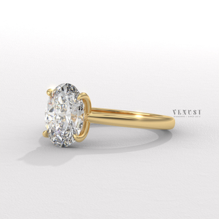 Oval cut moissanite diamond ring close up  Oval Classic Solitaire detail view 4