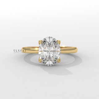 Oval solitaire moissanite engagement ring front view