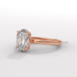 Oval moissanite engagement ring angled view  Oval Simple Solitaire detail view 5