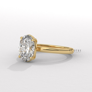 Oval cut moissanite diamond ring close up  Oval Simple Solitaire detail view 4