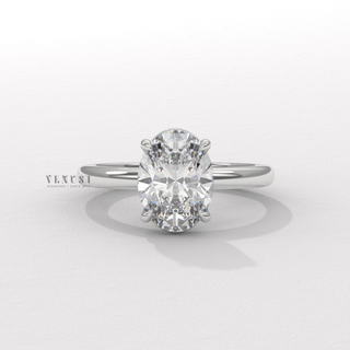 Oval cut moissanite ring side profile  Oval Simple Solitaire detail view 3