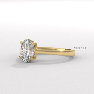 Oval cut moissanite diamond ring close up  Oval Cathedral detail view 4