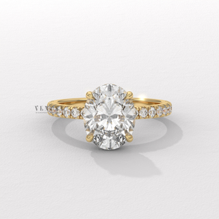 Oval cut moissanite engagement ring front view