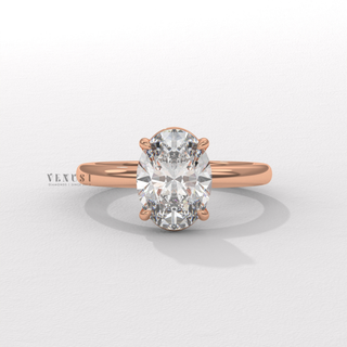 Oval cut moissanite engagement ring with solitaire setting