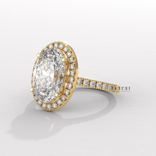 Graceful Halo Pave Oval Cut Moissanite Engagement Ring band detail