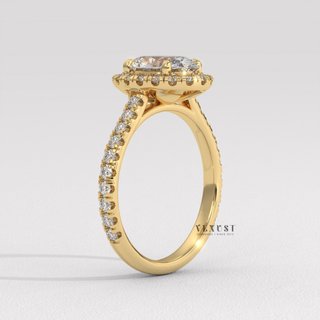 Sparkling Halo Pave Oval Cut Moissanite Engagement Ring top view