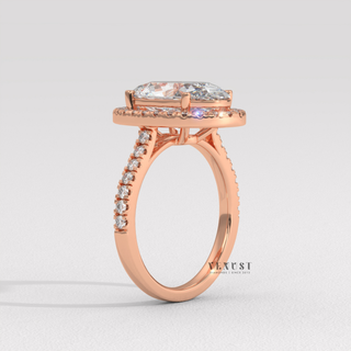 Graceful Halo Pave Oval Cut Moissanite Engagement Ring setting detail