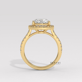 Graceful Halo Pave Oval Cut Moissanite Engagement Ring sparkle close-up
