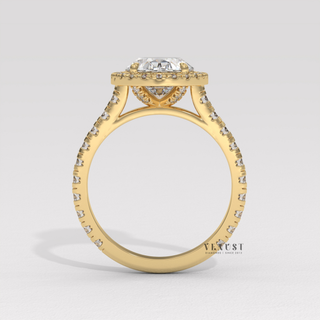 Bold Halo Pave Oval Cut Moissanite Engagement Ring sparkle close-up