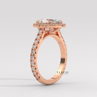 Bold Halo Pave Oval Cut Moissanite Engagement Ring setting detail