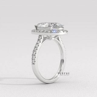 Graceful Halo Pave Oval Cut Moissanite Engagement Ring top view