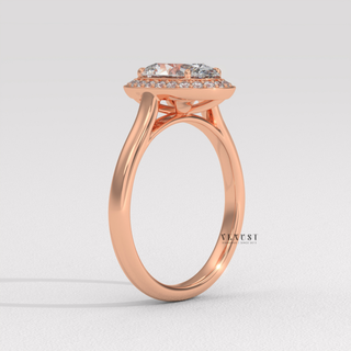 Brilliant Halo Solitaire Oval Cut Moissanite Engagement Ring top view