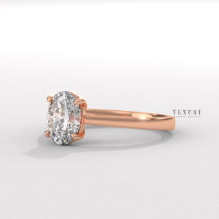 Cathedral oval moissanite ring angled view