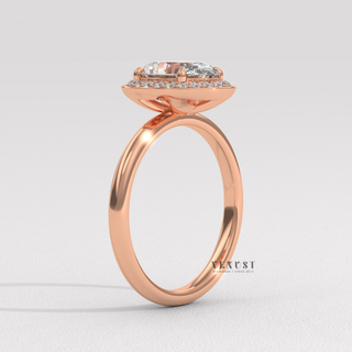 Elegant Halo Solitaire Oval Cut Moissanite Engagement Ring top view