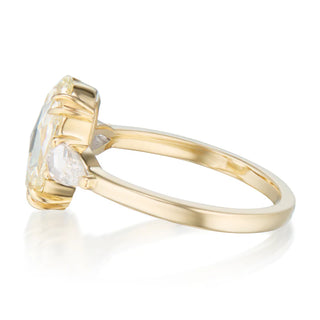 Oval rose cut three stone moissanite ring side profile