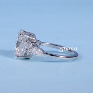 Radiant 2.0ct oval cluster moissanite ring side profile view