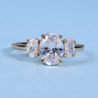 1.50CT Oval Cut Moissanite Diamond Three Stone Engagement Ring