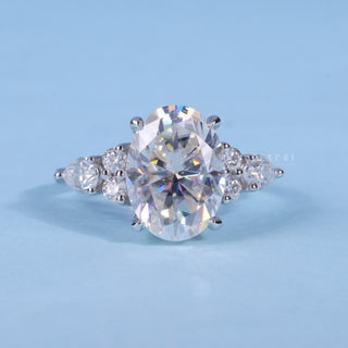 Radiant 2.0ct oval cluster moissanite ring front view