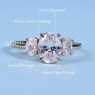1.50CT Oval Cut Moissanite Diamond Three Stone Engagement Ring