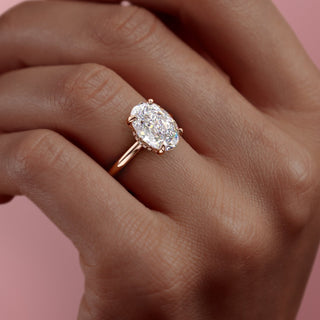 2.72 CT Oval Cut Solitaire Halo Moissanite Engagement Ring band view
