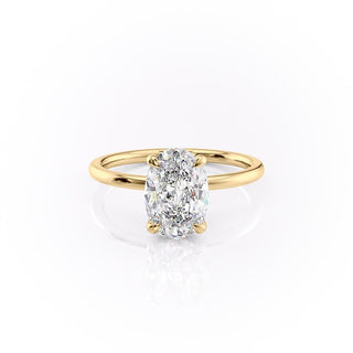 2.72 CT Oval Cut Solitaire Halo Moissanite Engagement Ring front view