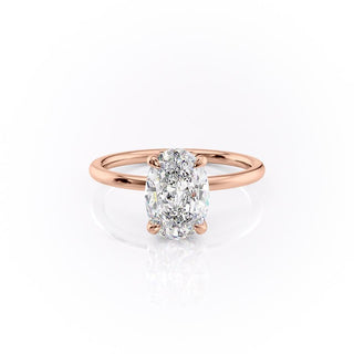 2.72 CT Oval Cut Solitaire Halo Moissanite Engagement Ring side view