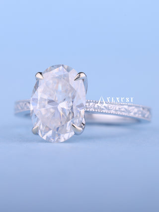 2.0CT Oval Moissanite Diamond Cathedral Vintage Style Engagement Rings