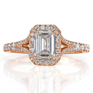 Emerald halo pave engagement ring front view