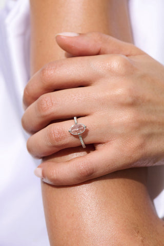 rose cut moissanite engagement ring oval on hand style