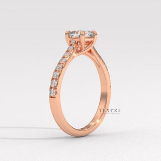 Cushion cut bridal moissanite ring top view